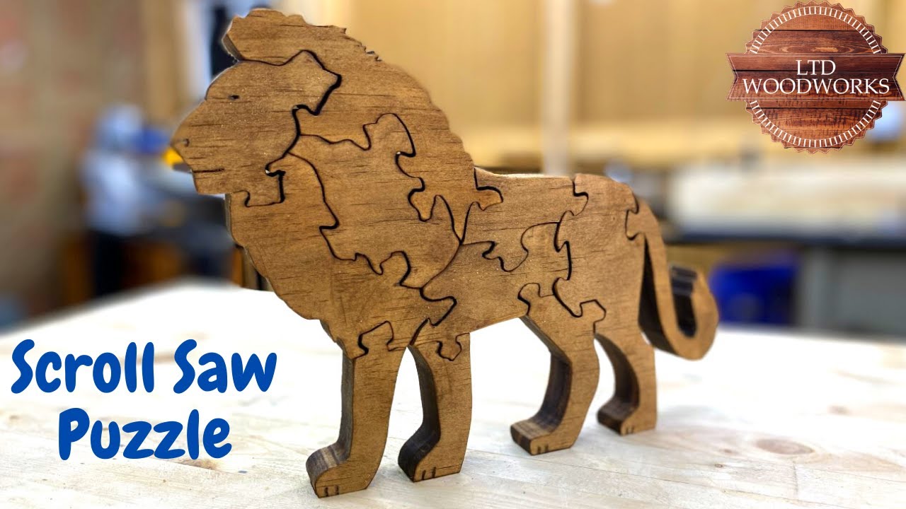 Lion Scroll Saw Puzzle/ Woodworking/ Puzzles