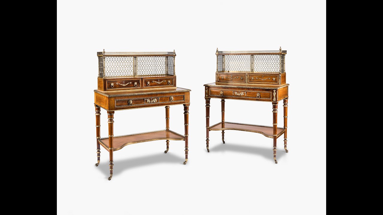 Pair of19th century rosewood and gilt metal mounted Bonheur du Jours attributed to John Maclean