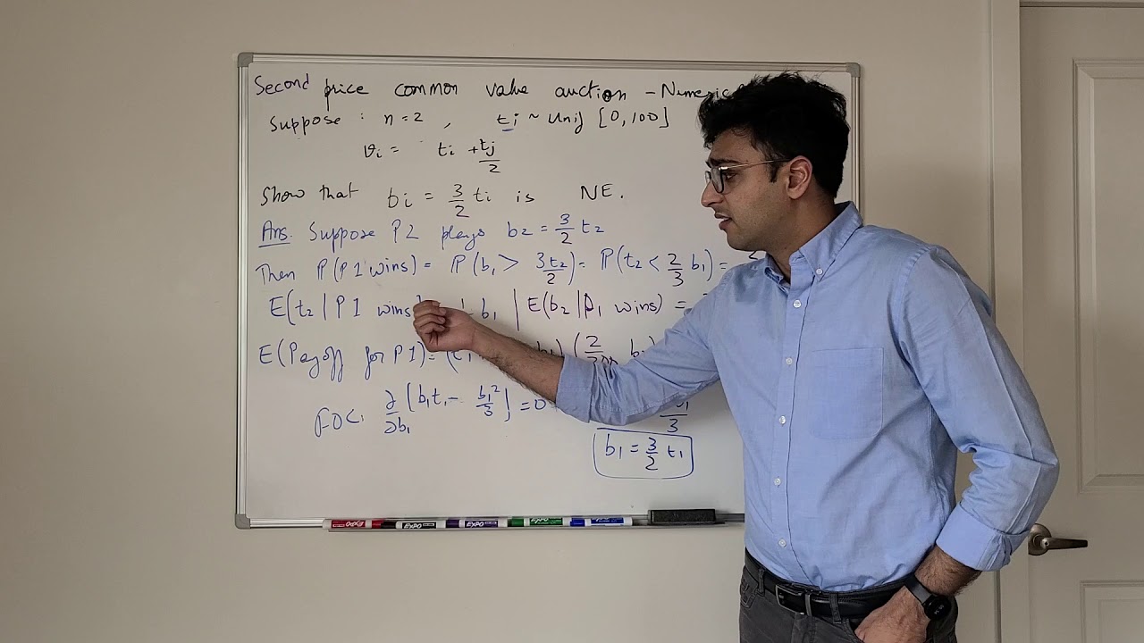 Bayesian games - second price common value auctions - numerical example