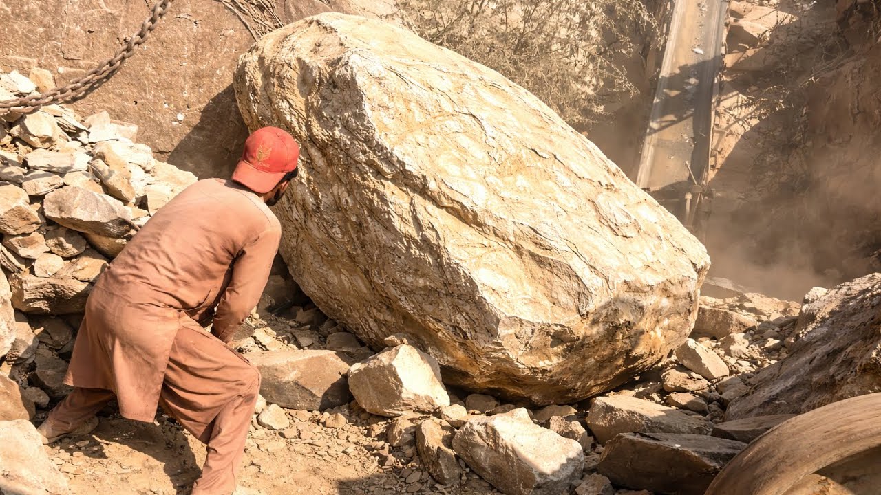 Unstoppable Rock Crusher: Smashing Giant Stones with Brutal Force #stonecrusher