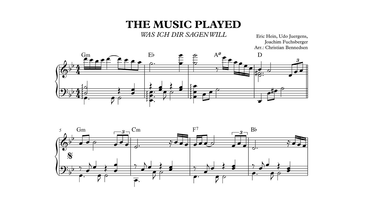 Matt Monro - The Music Played (Was ich dir sagen will) - Piano