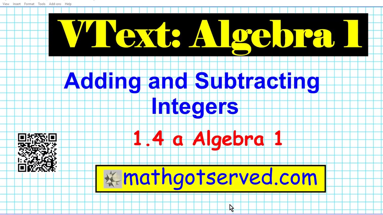 1.4 a Algebra 1 Adding and Subtracting Integers How to Learn Mathgotserved Kutasoftware Teachers pay