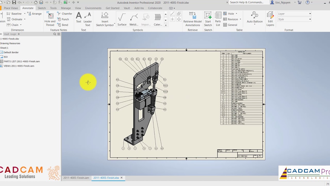 Inventor 2020 Tutorial # 105 | Drawing Customize Part list sub-assembly & Vault Basic