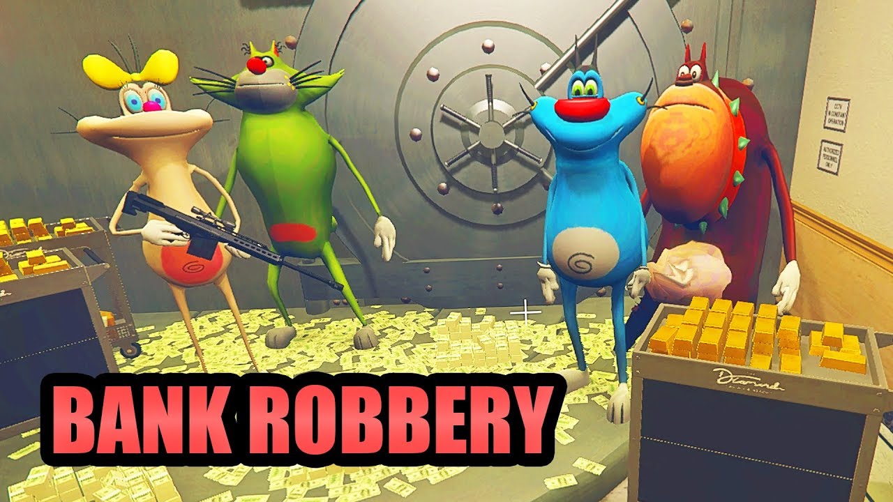 OGGY, JACK, BOB & OLIVIA | Bank Robbery | GTA 5 [FUNNY] | Hitesh KS