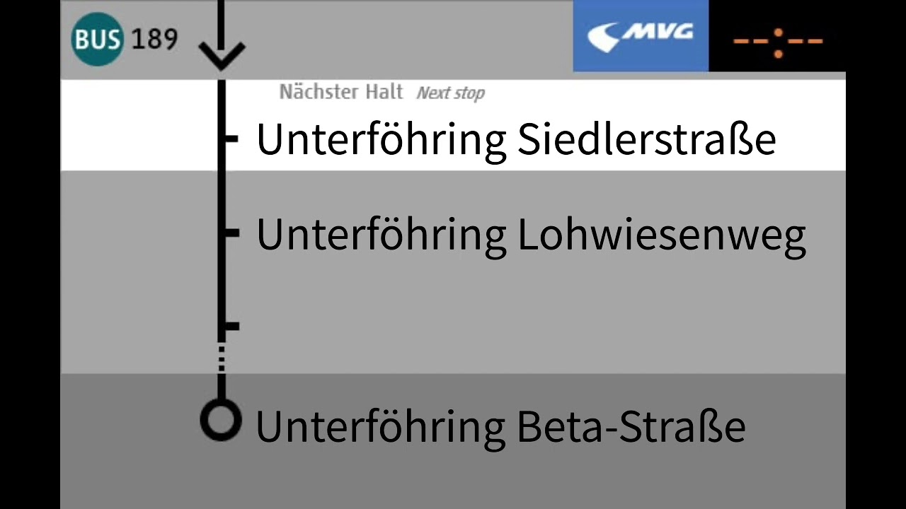 Ansage Bis Unterf&ouml;hring Beta-Stra&szlig;e Linie 189 MVG M&uuml;nchen