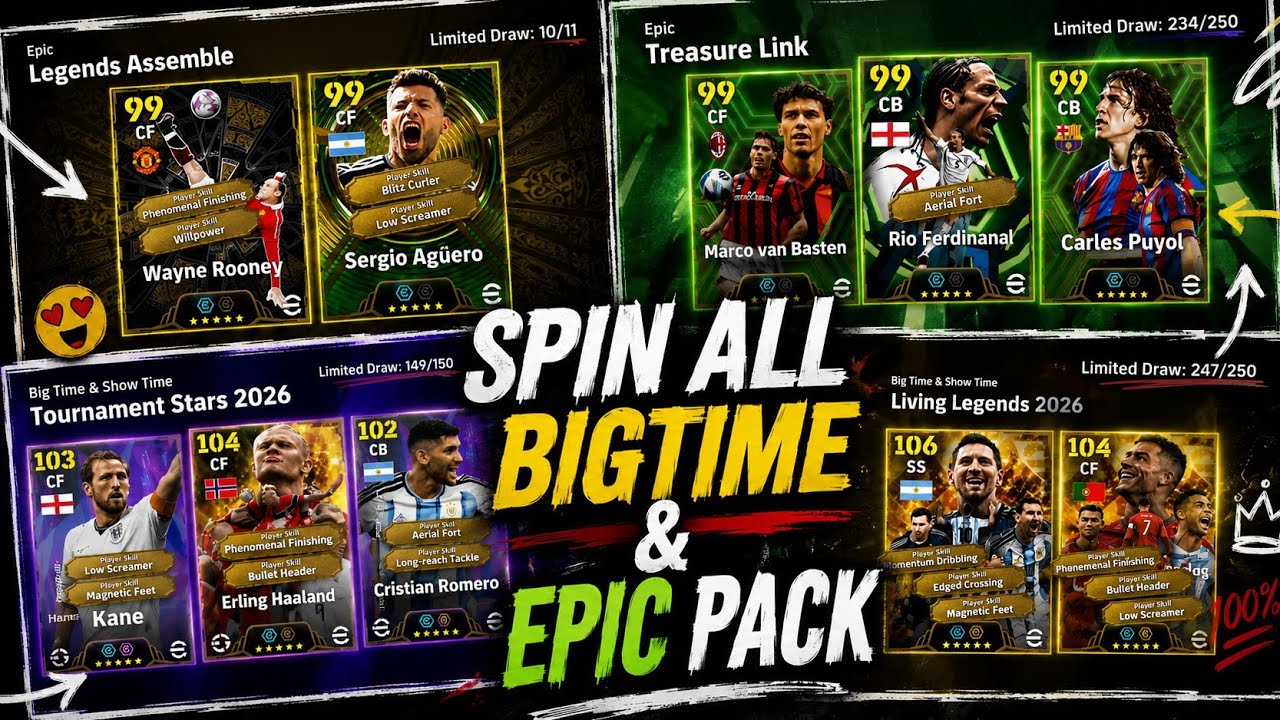 Spinning ALL Big Time & Epic Packs in eFootball 2026! 🔥