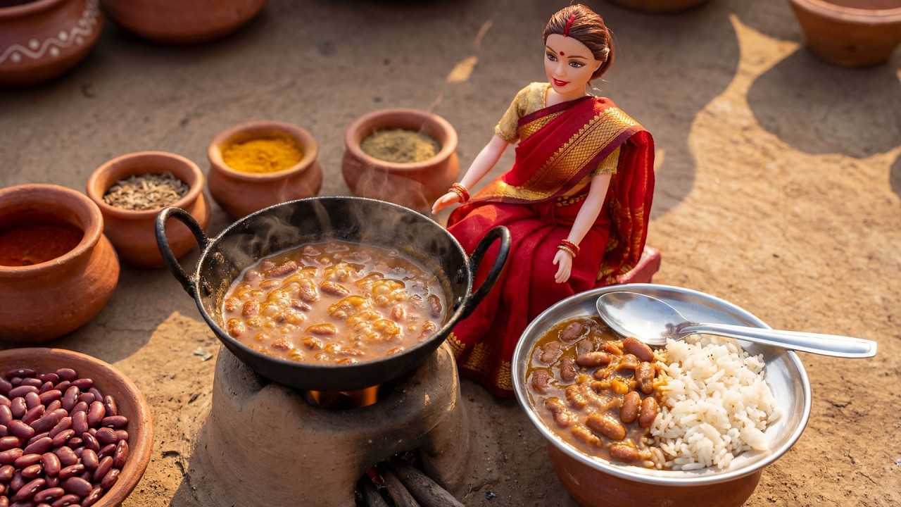 Miniature Doll Rajma Chawal (Kidney Beans) Cooking ASMR 🍛🥄 | Indian Village Tiny Kitchen