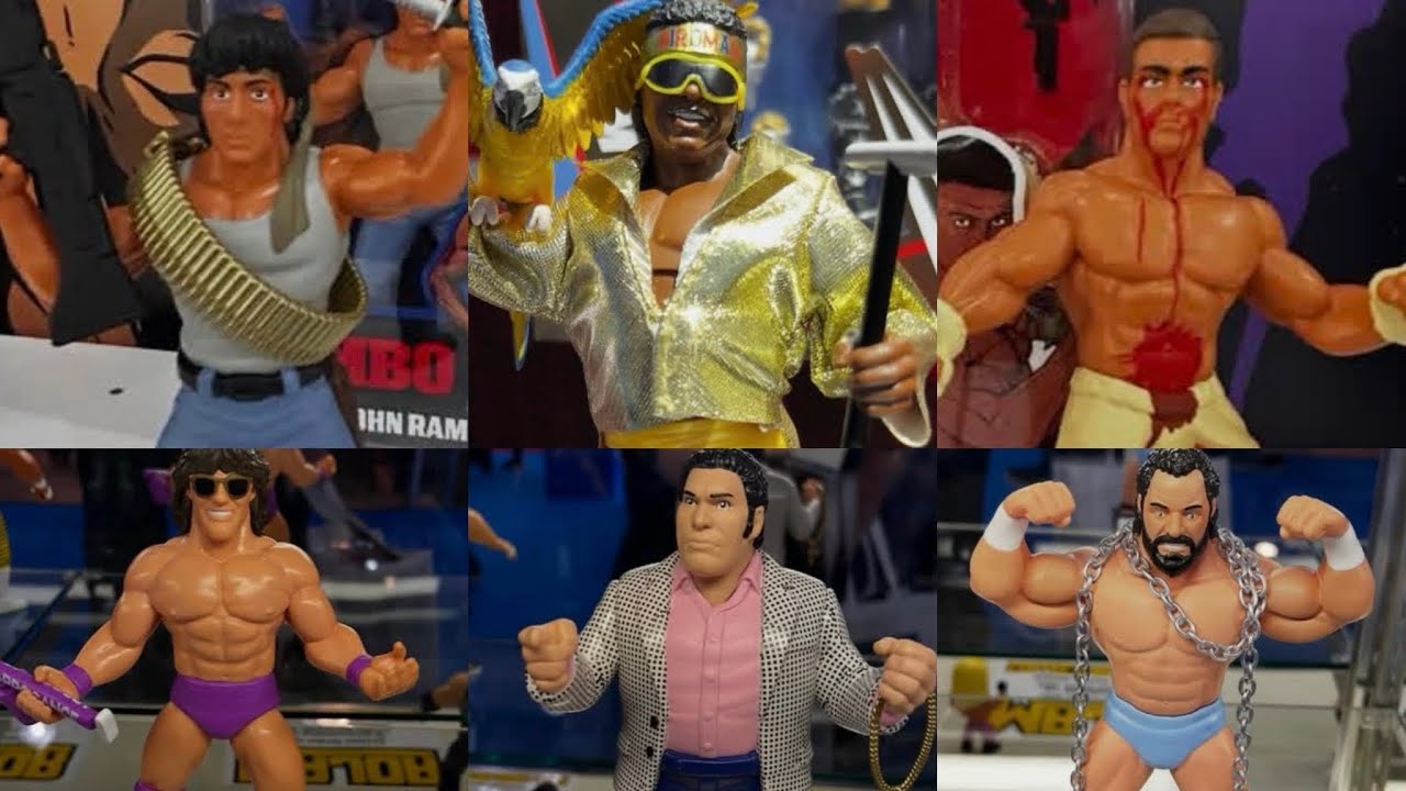 New Wrestling, Rambo, Jcvd action figures on display toy fair by Actionfigure Insider 