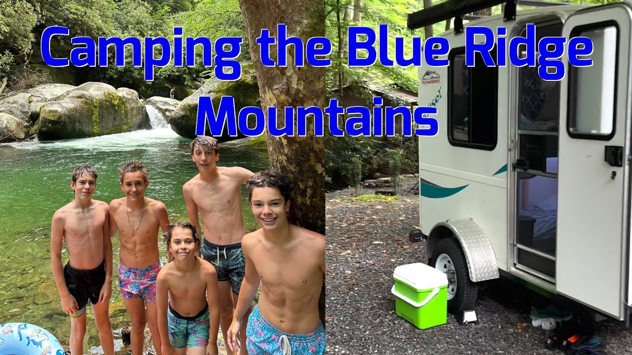 Camping in the Blue Ridge Mountains - Moonshine Creek Campground - Midnight Hole Waterfall - Rafting
