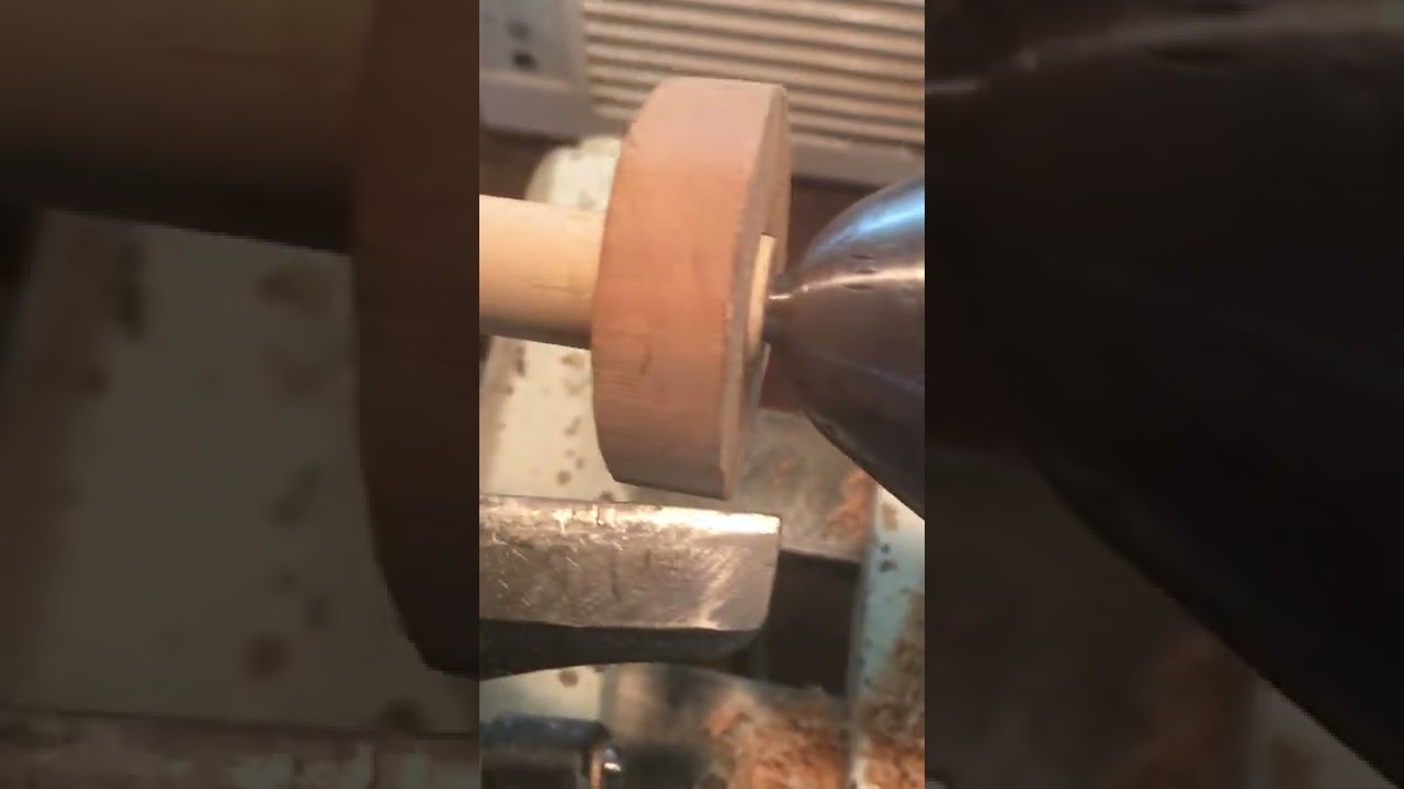 Setting up the lathe to work on a spinning wheel bobbin