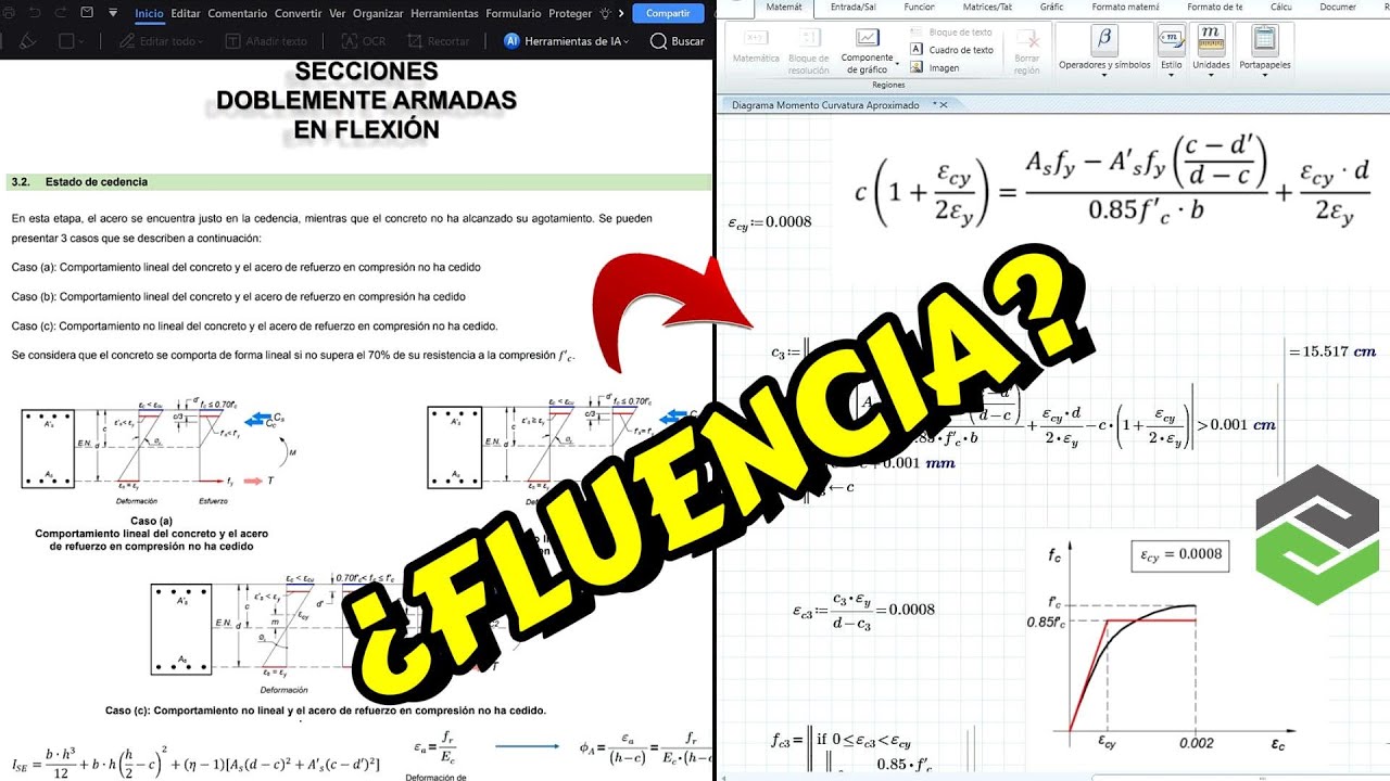 Estudio y Cálculo del [PUNTO de FLUENCIA] 👉  Diagrama Momento Curvatura - MathCad Prime
