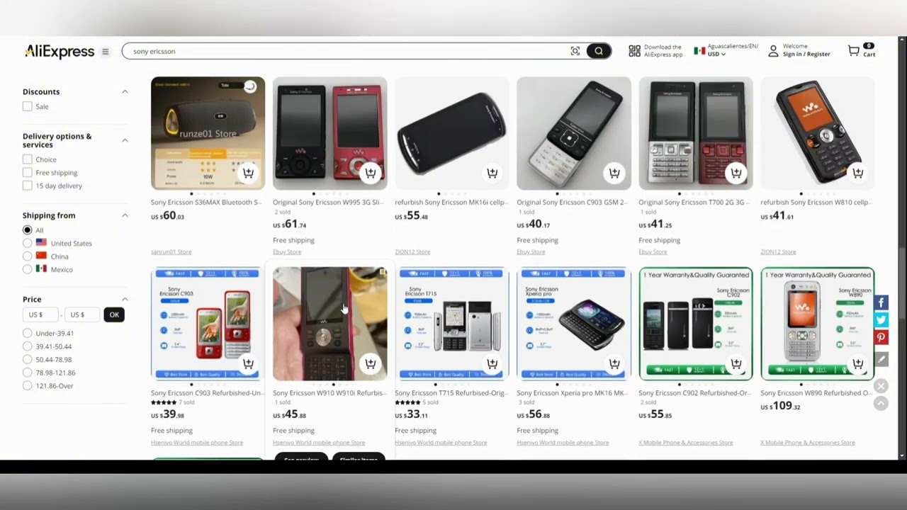 Looking at Sony Ericsson phones on AliExpress!