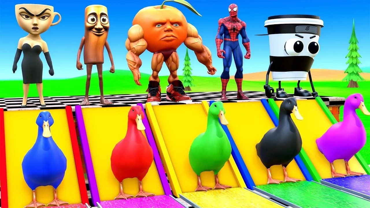 Long Slide Game With Cow Elephant Gorilla Hippopotamus Tiger 3d Animal Game Funny 3d Animals