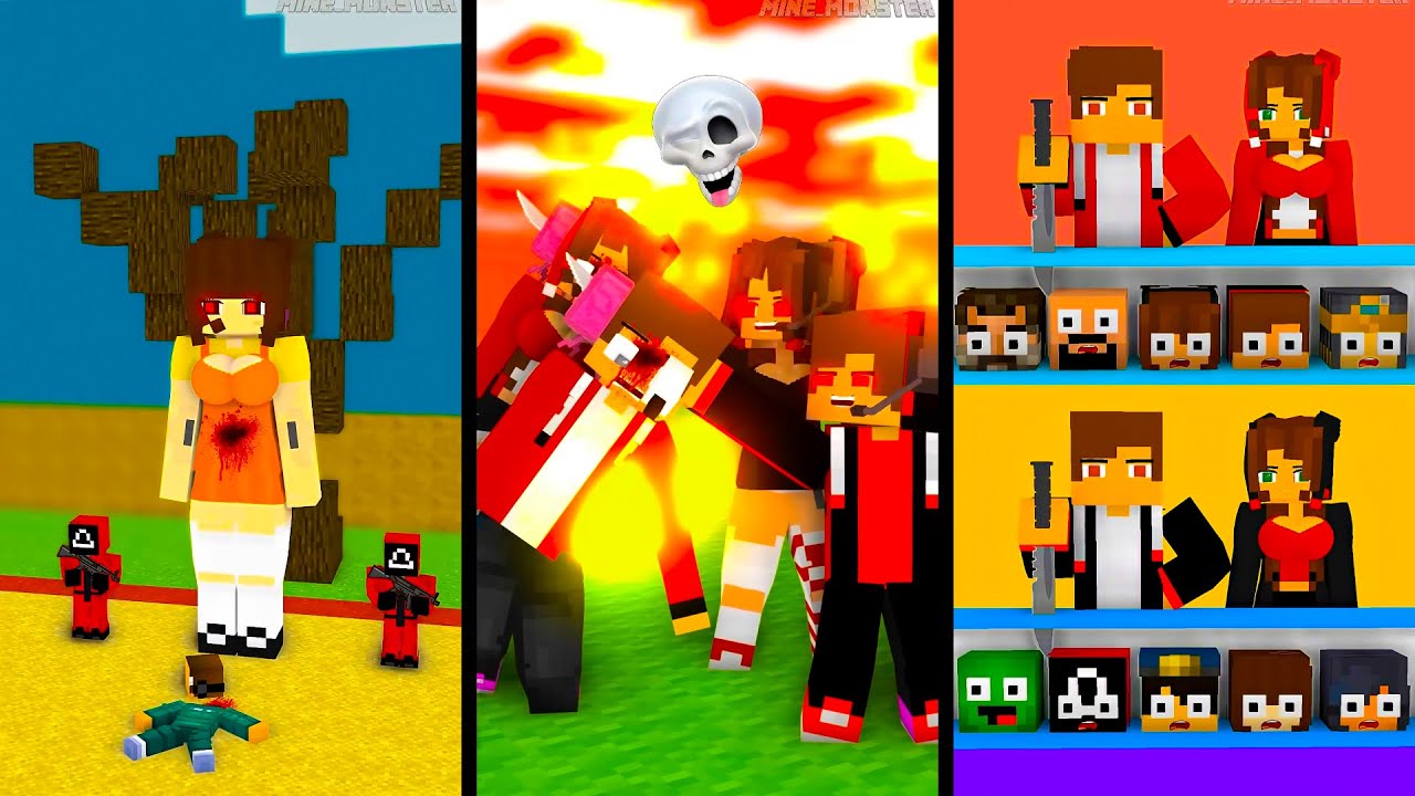 ALL Dark JJ Plays Squid Game With Sister Red Light Green Light | Minecraft Mix