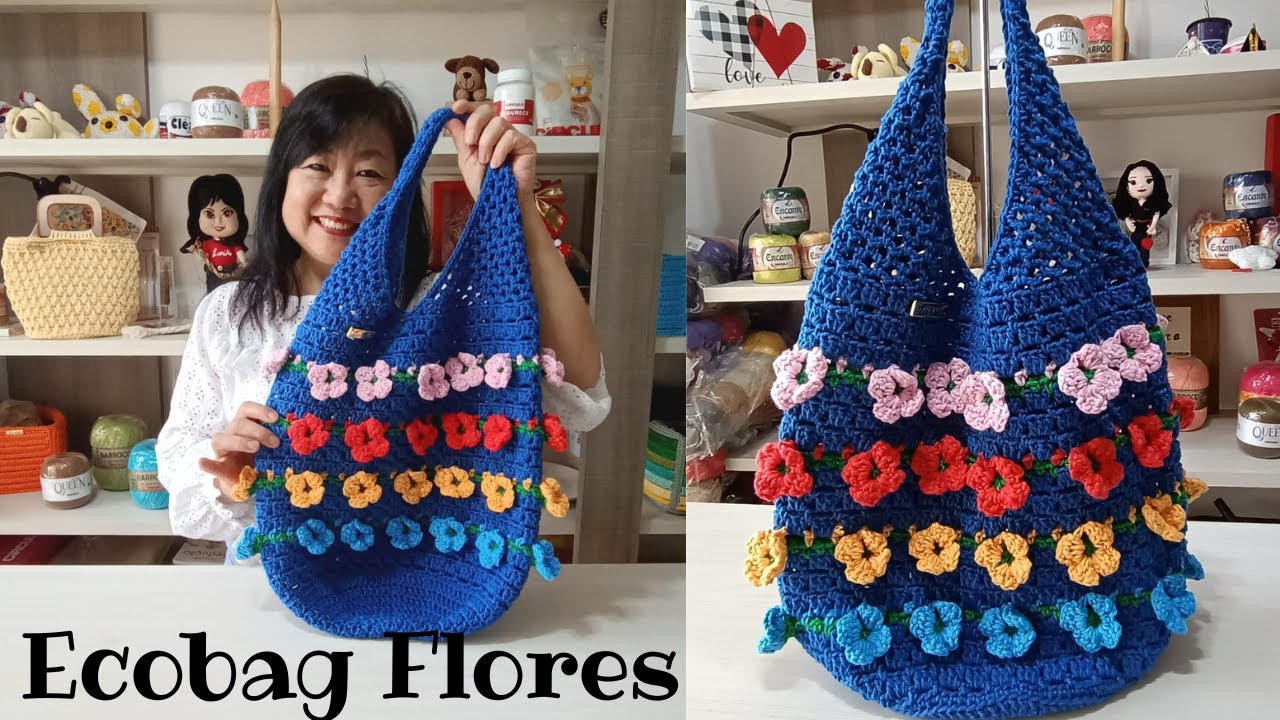 Ecobag de crochê Flores