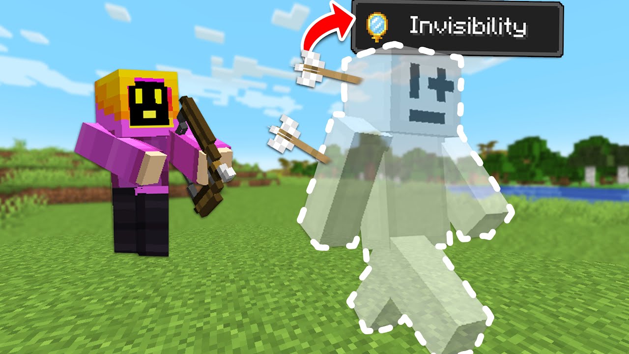 Minecraft Manhunt , But Damage Secretly Makes You INVISIBLE!