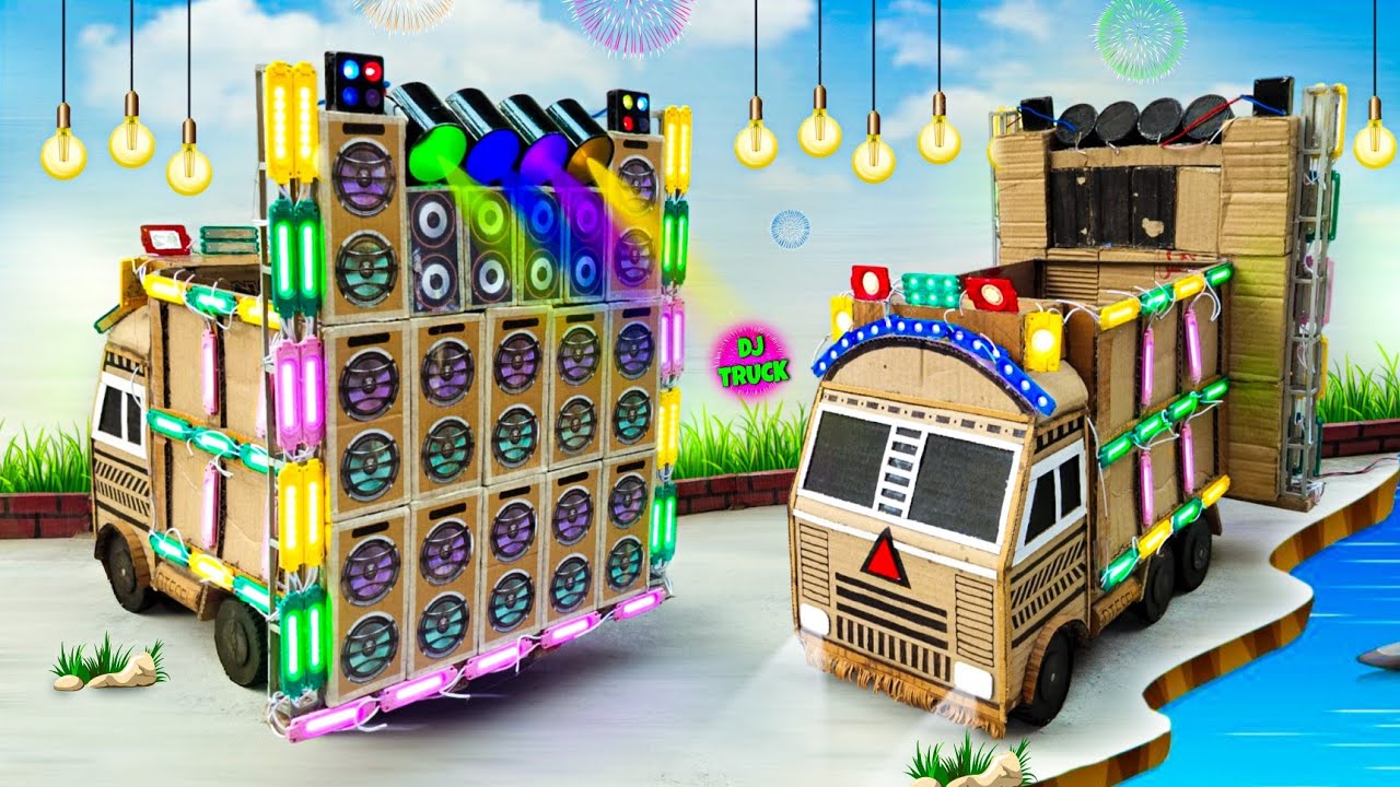 Homemade New Mini Dj Setup with Cardboard Making Dj Truck & Dj Lights | Dj wala gadi