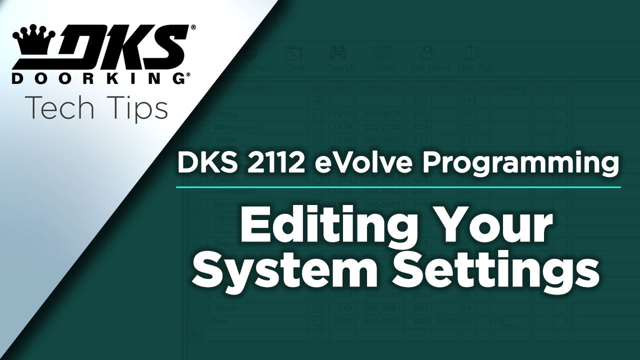 DKS Tech Tips: DoorKing 2112 eVolve Video Entry System &ndash; Editing Your System Settings