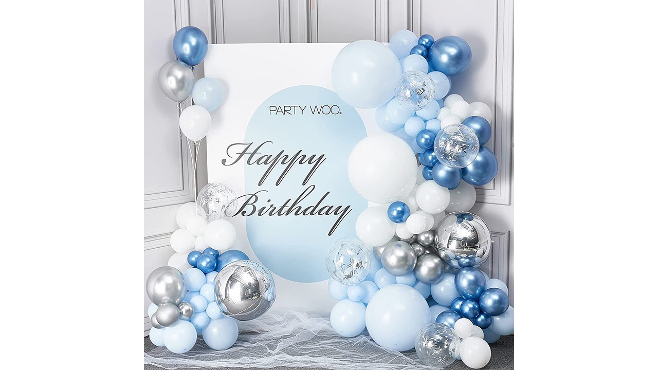 PartyWoo Blue Balloon Garland Kit 140 pcs for Baby Shower Decorations Boy Baptism| PARTY WOO