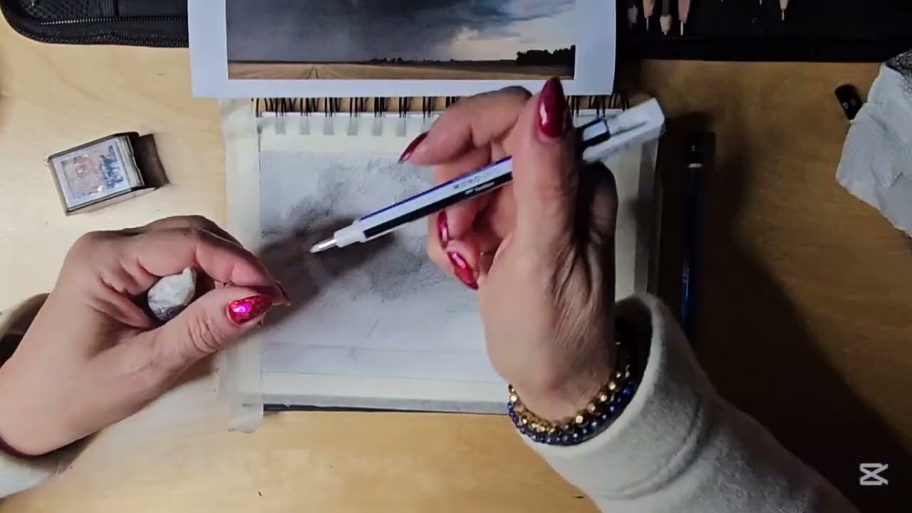 PAESAGGIO CON NUVOLE NERE IN GRAFITE - TUTORIAL