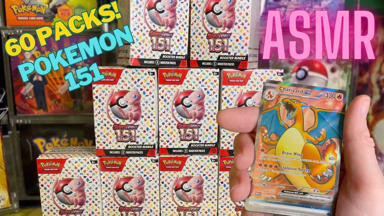 Opening Pokemon 151 Booster Bundle Packs with ASMR Sounds