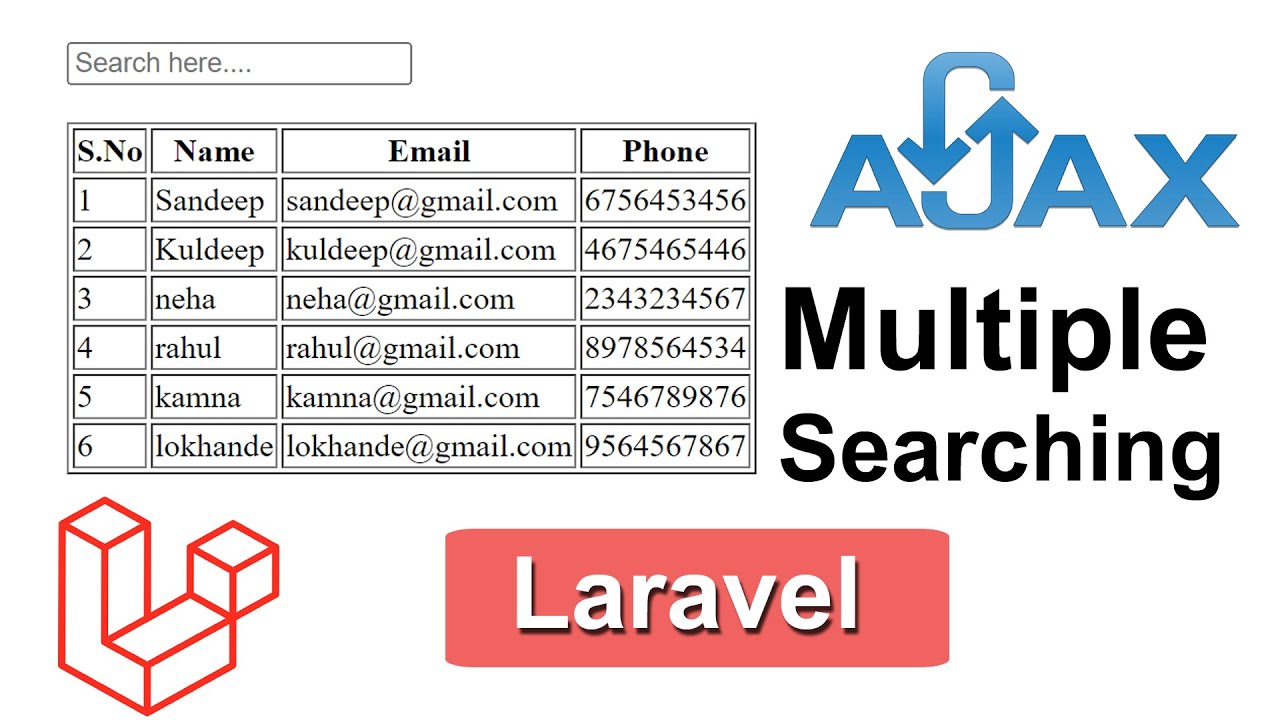 Ajax Multiple Searching From Database In Laravel In Hindi | Multiple Searching In Laravel Using Ajax