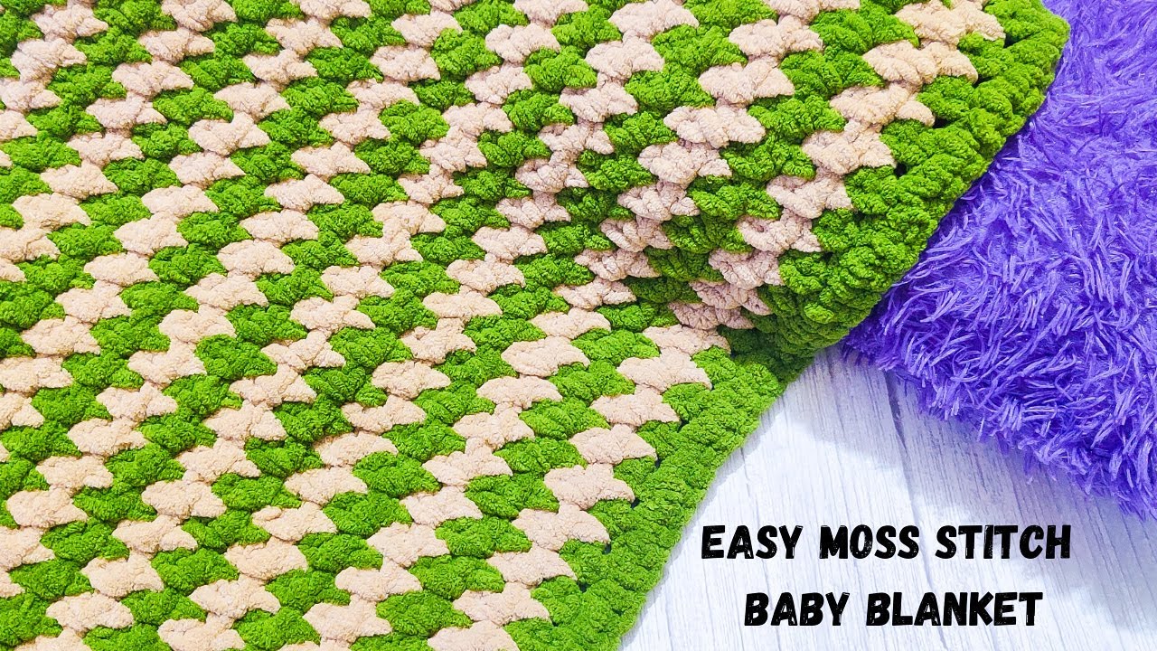 Snuggly Crochet Baby Blanket with Moss Stitch