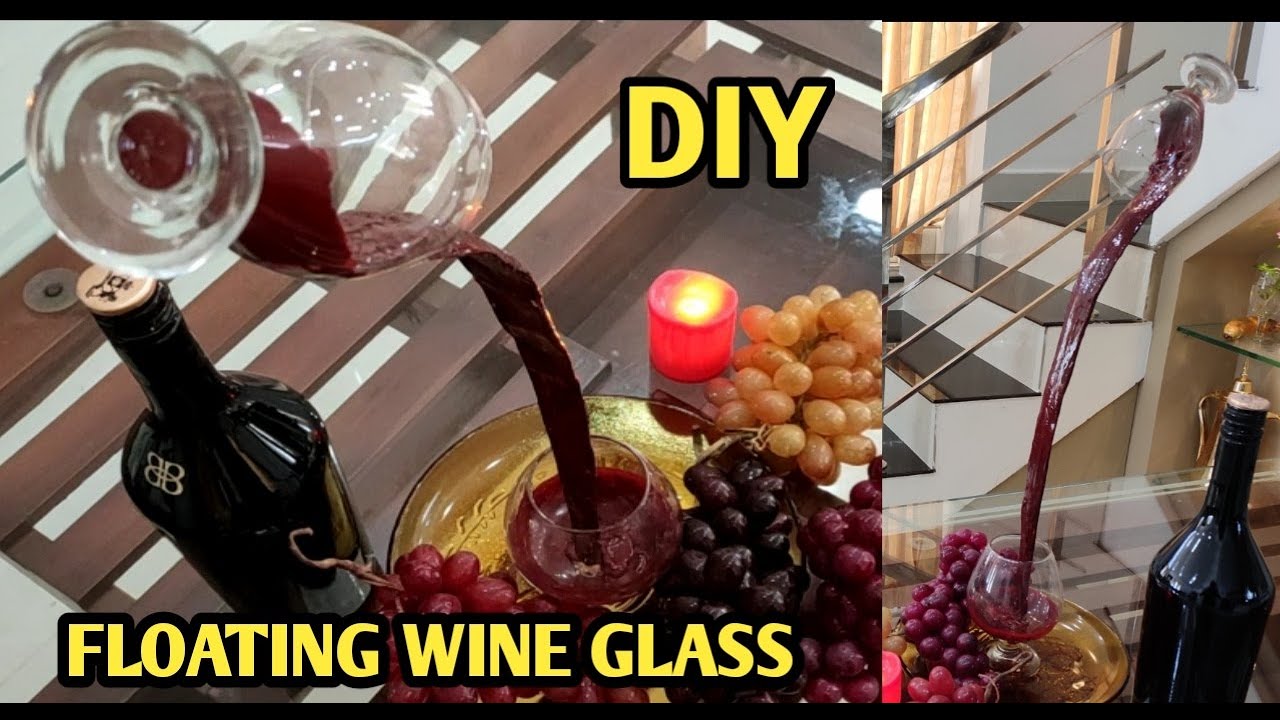 how to make floating wine glass/ DIY /വൈൻ ഗ്ലാസ് കൊണ്ട് ഒരു അടിപൊളി വിദ്യ /home decor/show piece.