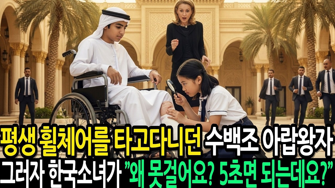 평생 휠체어를 타고다니던 아랍왕자그러자 한국소녀가 ”왜 못걸어요? 5초면 되는데요?”5초후 아랍왕자의 현금다발이 헬기에 수송되며 소녀의 집앞에 놓게되는데..