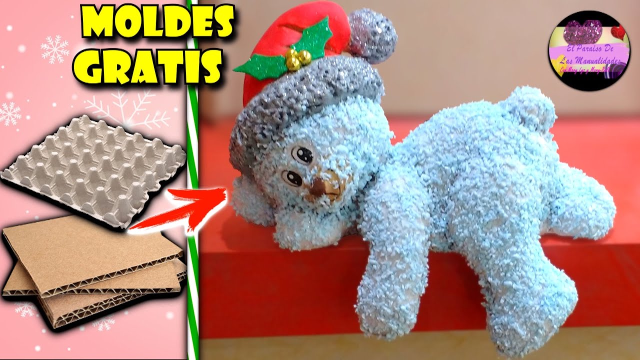 Cómo hacer un oso polar navideño en técnica azúcar, papel mache y material reciclable (M. Gratis)