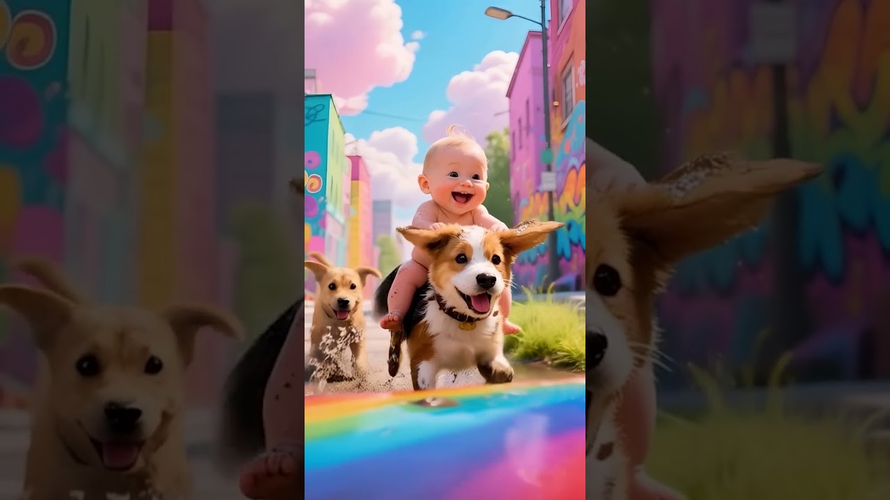 Colorful Adventure of Baby and Puppy | Laughing, Playing & Pure Joy  #puppyadventures #cutebaby