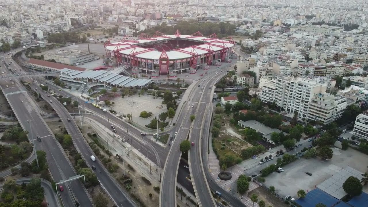 Drone Clips - Olympiacos F.C. Stadium, Georgios Karaiskakis Stadium, Piraeus, Athens, Greece - HD