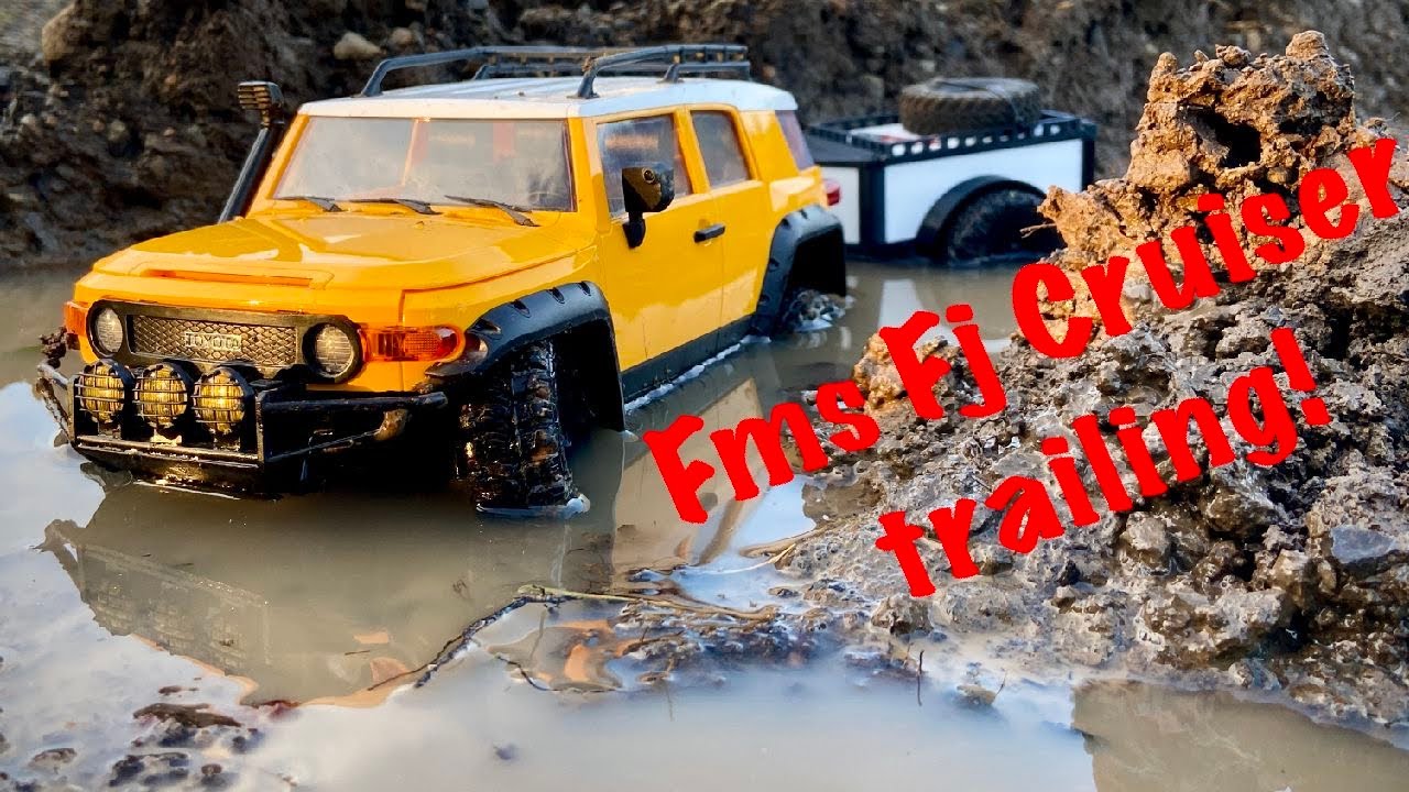 Fms FJ Cruiser Trailing with  SleekRC trailer in tow!