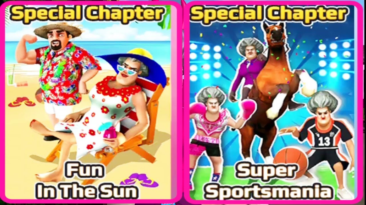 Scary Teacher 3D - Fun In The Sun and Super Portsmania All levels