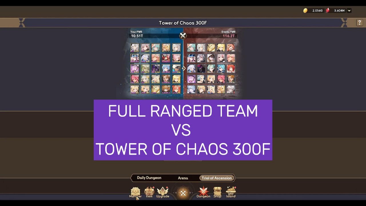 TOWER OF CHAOS 300F WITH A FULL RANGED TEAM (LOW SPENDER) | SUMMONERS WAR RUSH