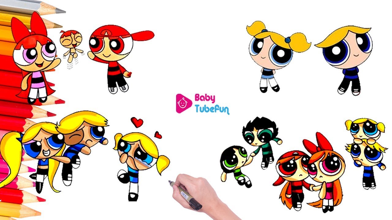 Coloring Powerpuff Girls Rowdyruff Boys Compilation Brick Boomer Butch Blossom Bubbles surprise eggs