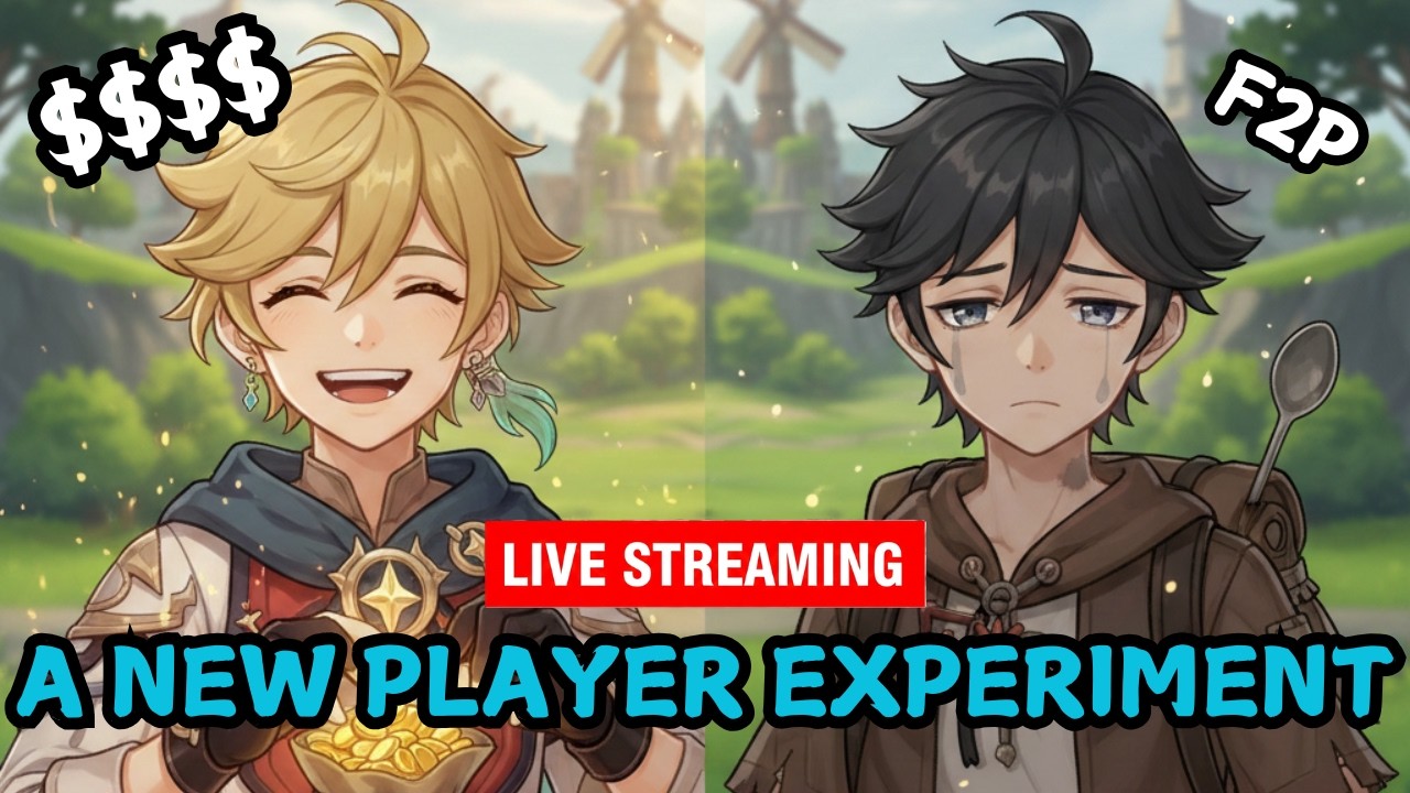 Playing 2 Genshin Accounts at the Same Time (F2P vs Paid Experiment Day 1) | 4K