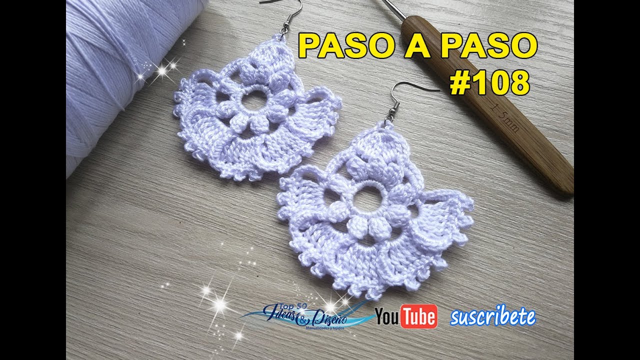 Hermosos pendientes en Crochet #108 English subtitles tutorial