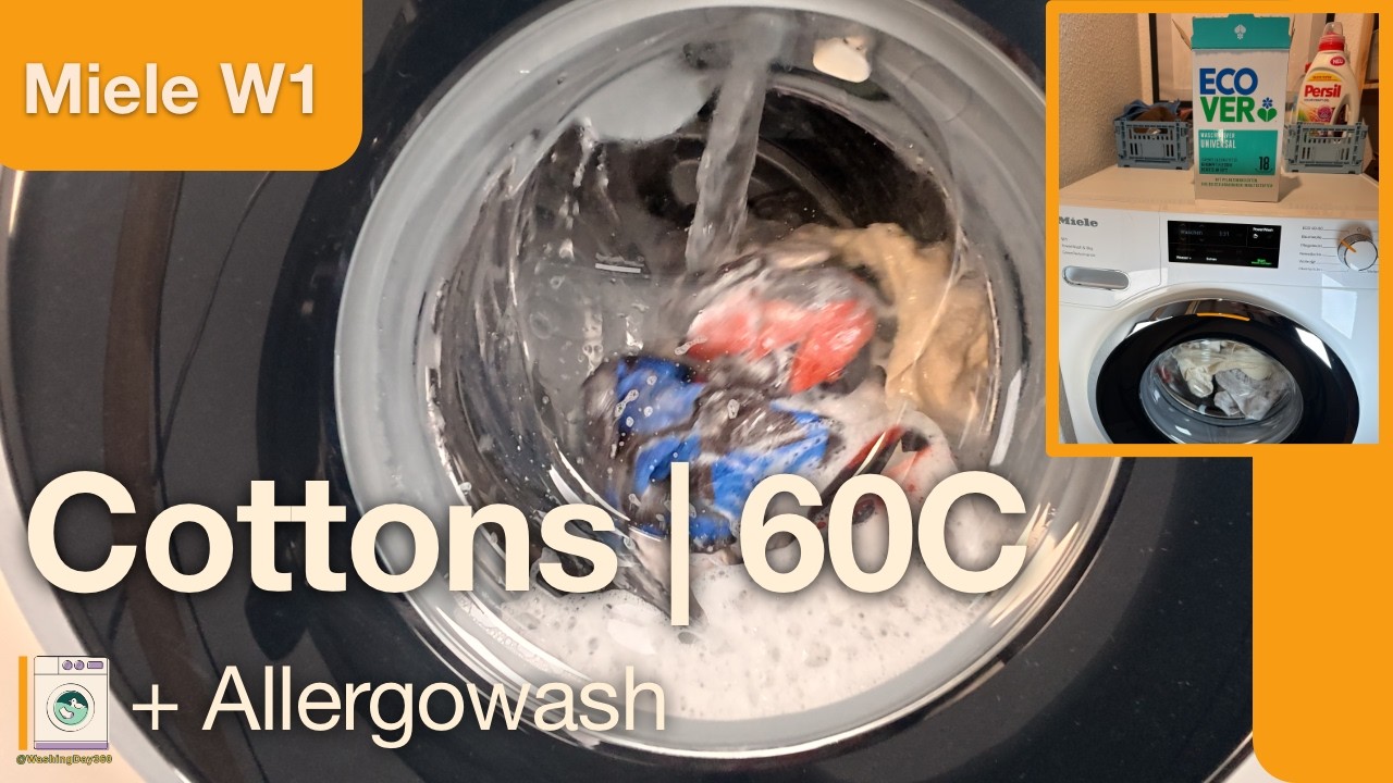 Miele W1 | Towels laundry at Cottons 60C - Full Cycle - ASMR