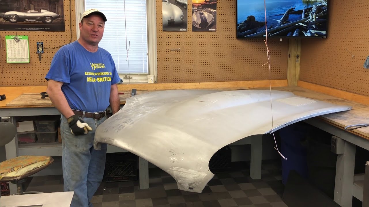 Jaguar E-Type - Removing dents with a Dolly and Slapper - Series 2 Bonnet