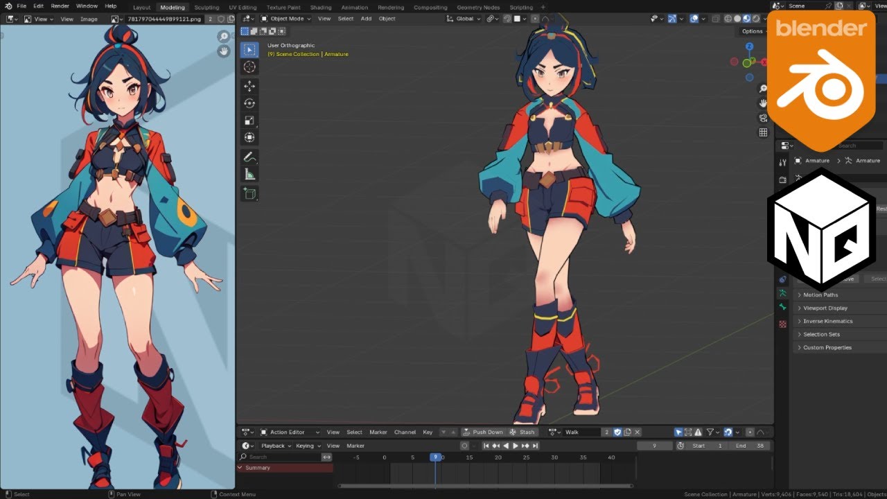 Blender 3D Quick Modeling Character For Game - Girl#01 - NhijQuang
