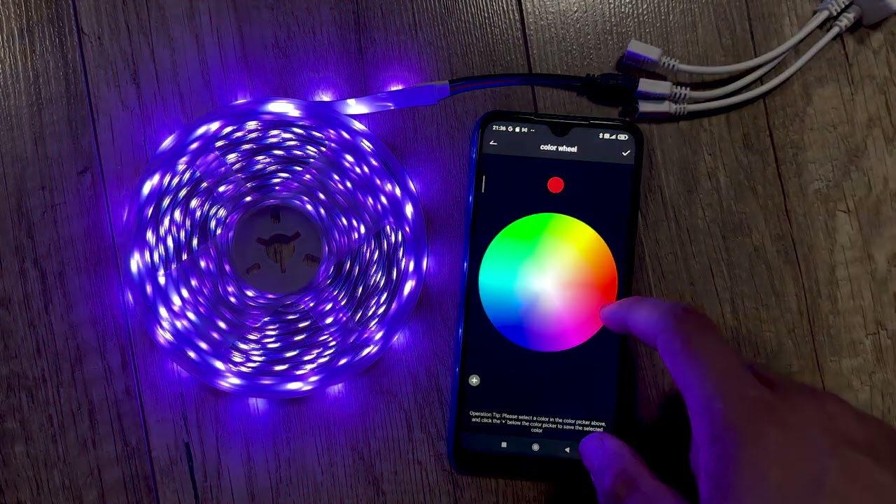 Prezentacja taśmy LED RGB 5050 Bluetooth + Pilot + Aplikacja