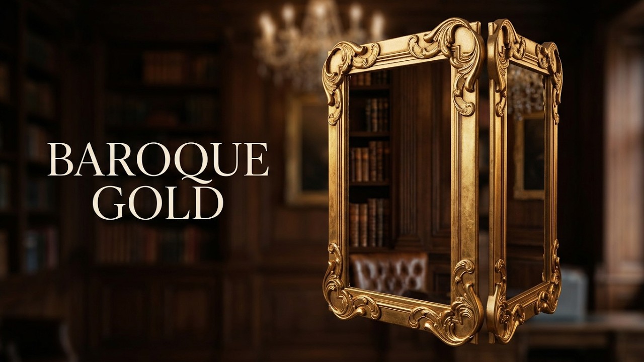 360&deg; Baroque Gold Mirror Frame | Classic Ornamental 3D Model Showcase | Interior Design Asset