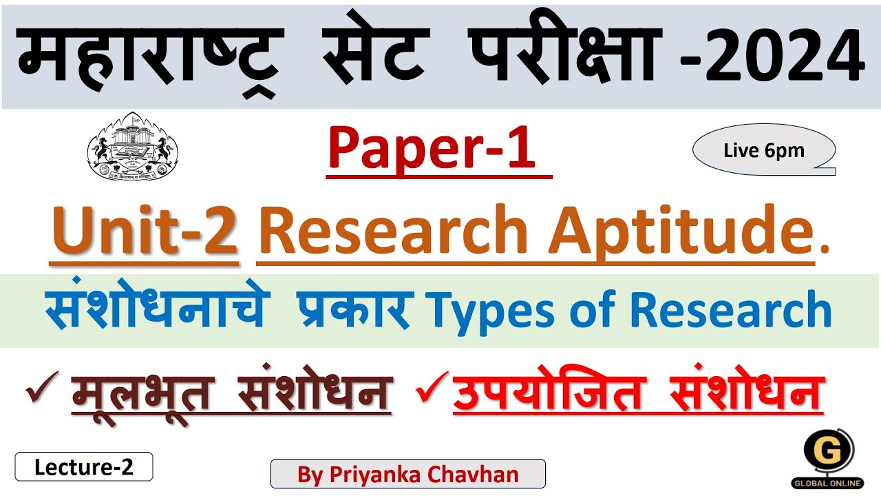 MH SET 2024 Paper-1 | संशोधनाचे प्रकार Types of Research| मूलभूत संशोधन |Research Aptitude|