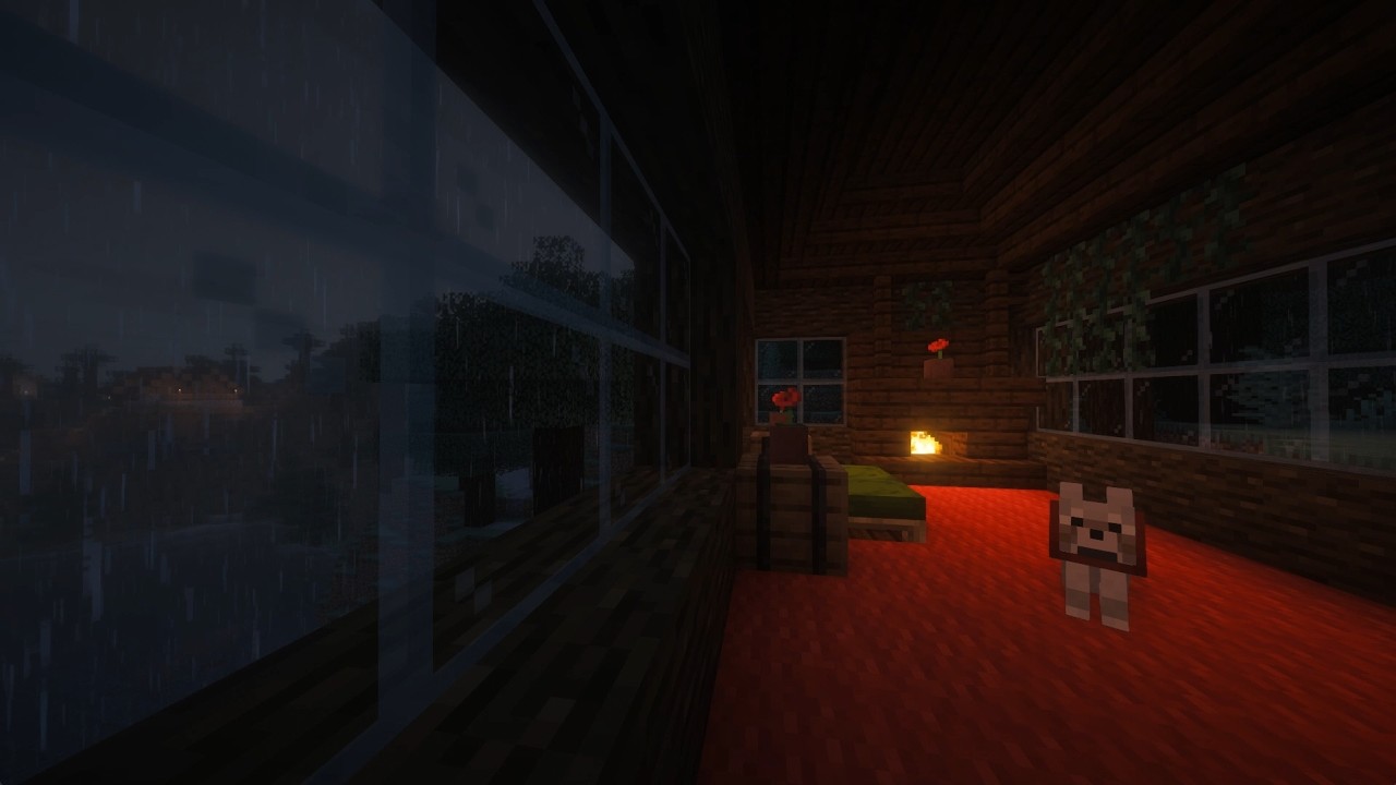 A Silent Night in the Overworld 🌙 Minecraft Rain (10 Hours / No Music)