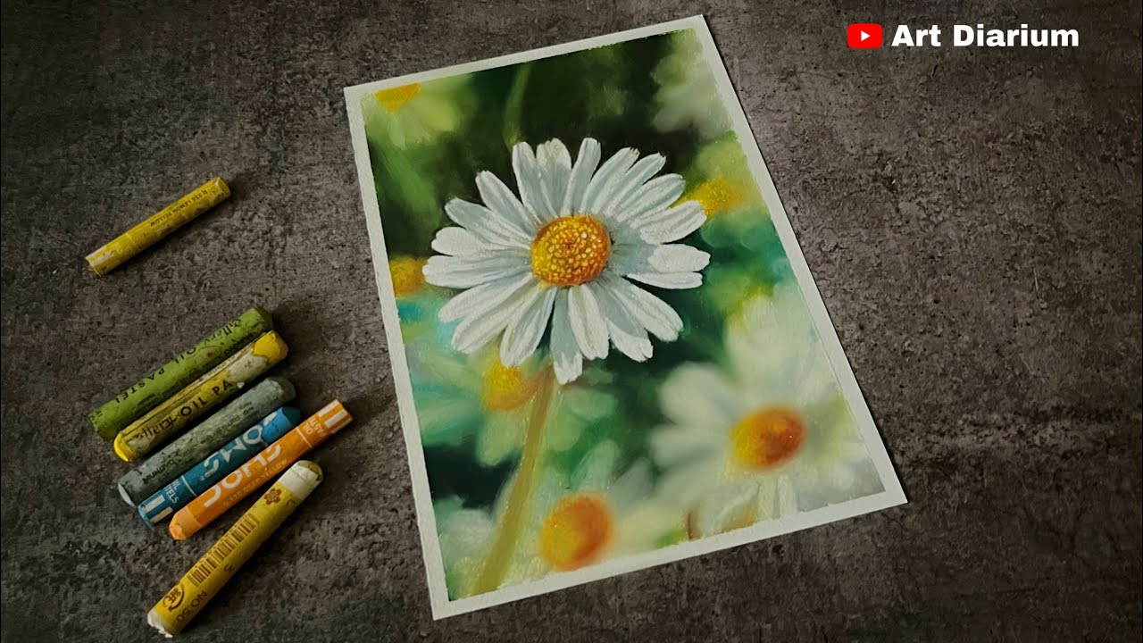 Easy! Daisy Flower Drawing for Oil Pastel Lovers- Step by Step