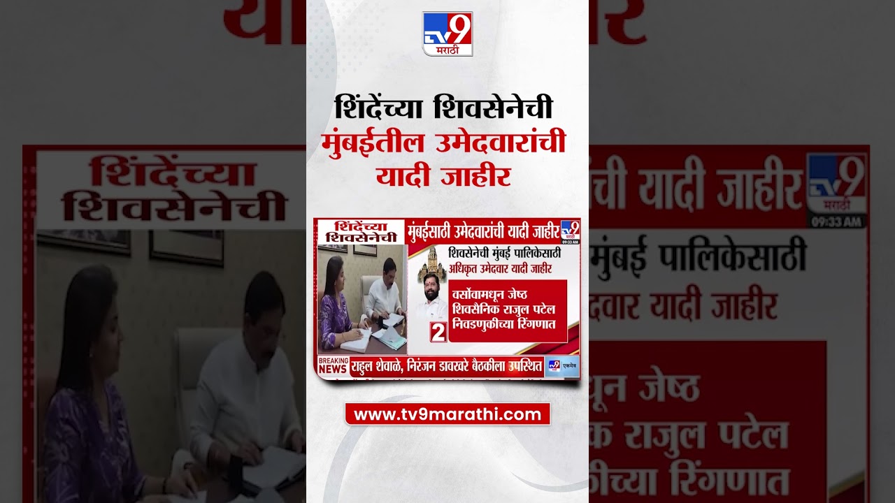 Eknath Shinde यांच्या  Shiv Sena ची मुंबई पालिकेसाठी अधिकृत उमेदवार यादी जाहीर