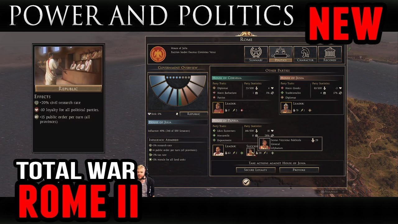 Power and Politics Update for Rome II (New FLC Information)