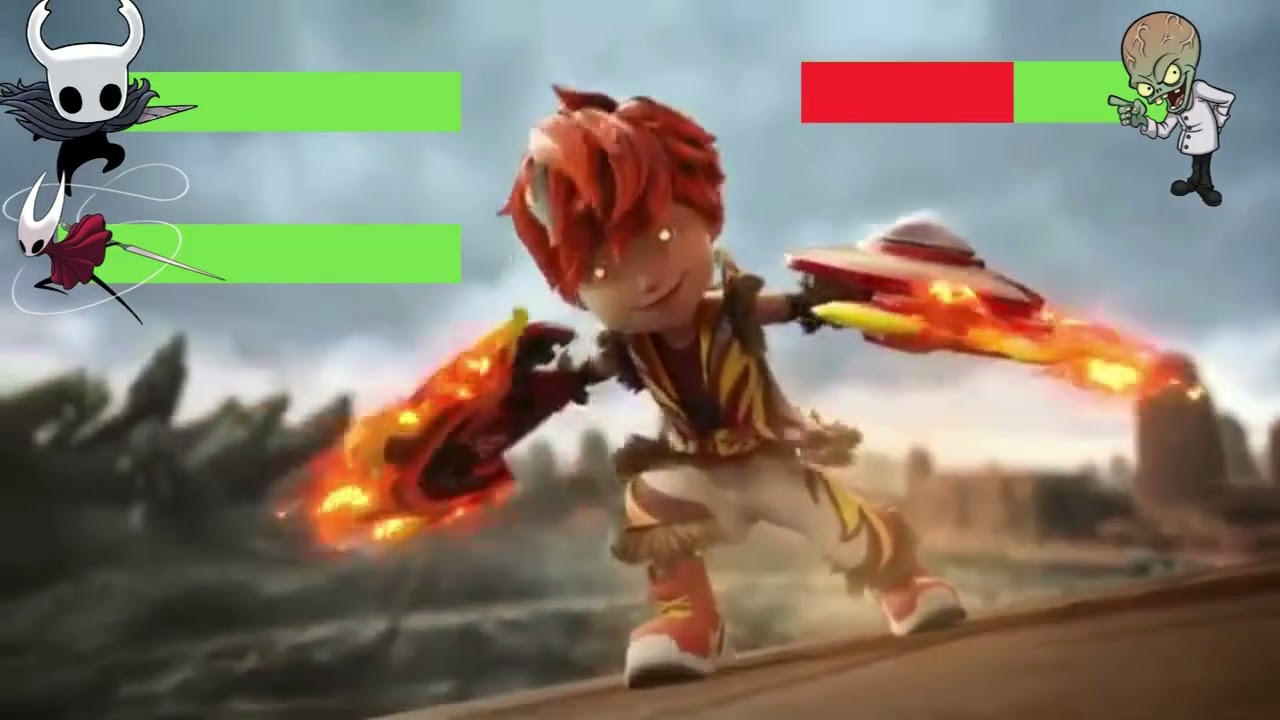 The Knight and Hornet vs Dr Zomboss with Healthbars