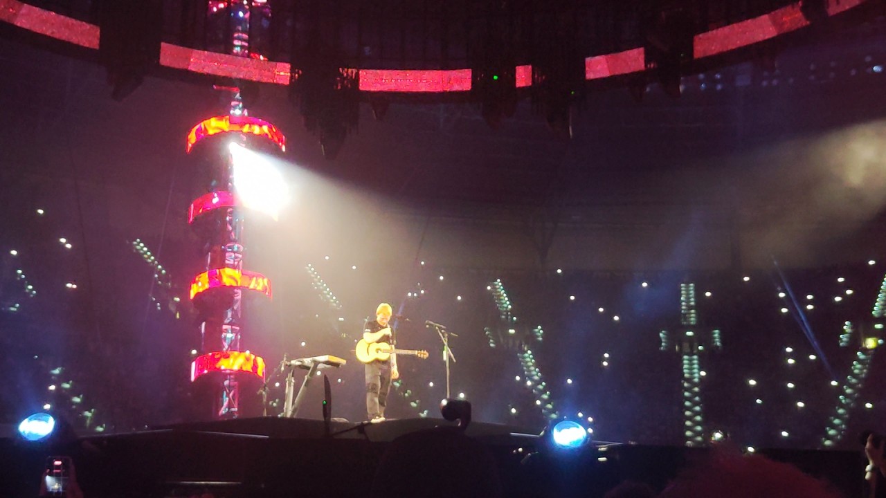 Ed Sheeran performing 